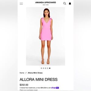 Amanda uprichard pink with bows allora dress size small